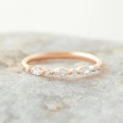 0.26ctw Marquise and Round Cut Half Eternity Wedding Band Mapple Gems